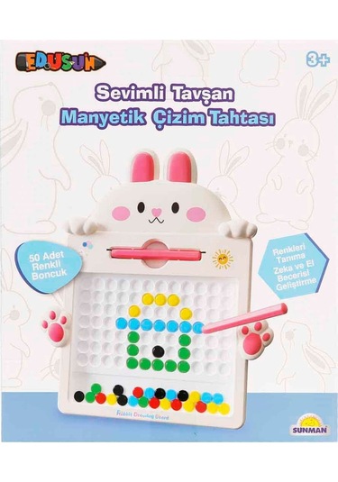 Sevimli Tavşan Manyetik Çizim Tahtası 50 Boncuklu Manyetik Kalemli Çocuk Eğitim Oyuncağı