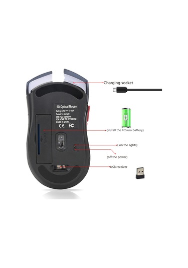 Hxsj X30 Kablosuz 2400 DPI Ayarlanabilir Gaming Mouse
