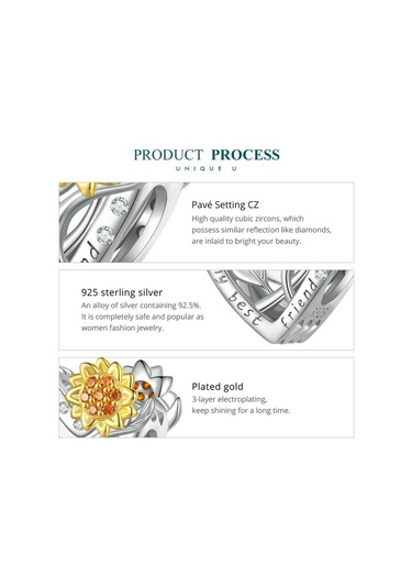 Bamoer 925 Ayar Gümüş Ayçiçeği Charms Boncuk Kadınlar İçin Orijinal Gümüş Bilezik Güzel Takı Gümüş