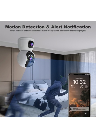 Maiyame 4mp Ev Güvenliği Kamera, Çift Lensli Ptz Wifi Ip Kamera, Bebek Bakıcısı, Hareket Algılama, İki Yönlü Ses, Gece Görüşü, Uzak Erişim