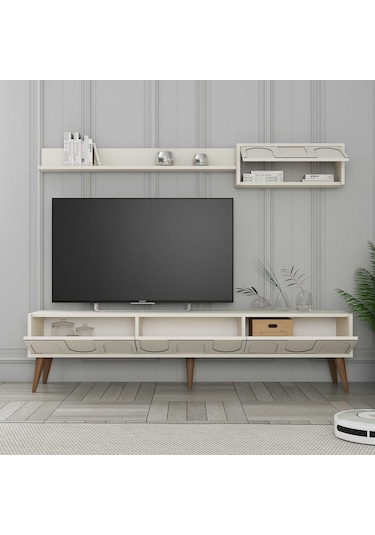 Variant Lyon Tv Ünitesi Ve Orta Sehpa Takımı - Krem / Ceviz