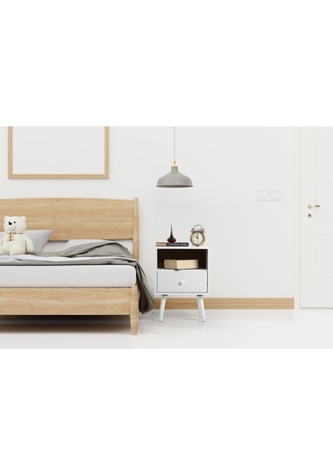 Flora Solo Komodin Beyaz