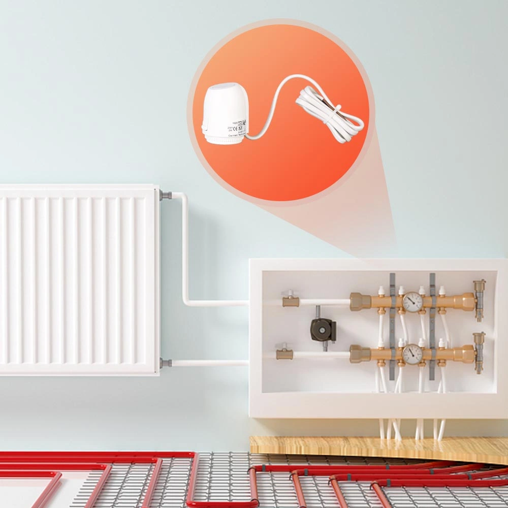 Youmex Isıtma Kontrolü Sıcaklık Aktüatörü, Kapatma Tipi, M30 X 1.5 Roset Bağlantı, Ac 230v, 100n Itme Gücü, Pc+gf Ateş Direnci Malzeme