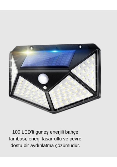 Solar Güçlü 100 Led Bahçe Lambası Enerji Tasarruflu, Suya Dayan