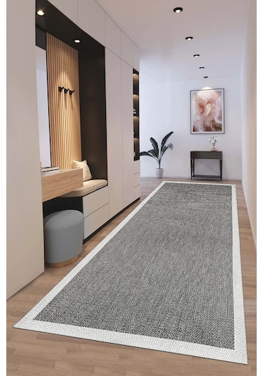 Sisal Bordürlü Jut Hasır Kaymaz Taban 1505 Antrasit