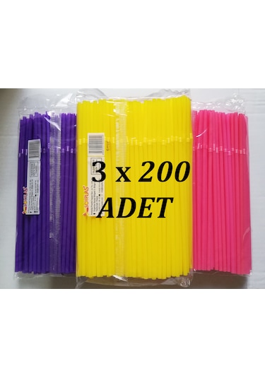 İnce Pipet Körüklü Renkli 600'lü Pipet