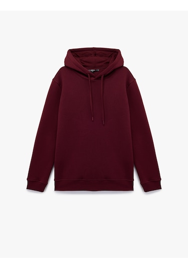 Koton Şardonlu Uzun Kollu Basic Kapşonlu Sweatshirt Bordo 6wam70015mk Bordo