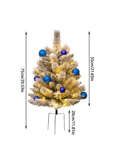 Yaozixa Bahçe İçin Elektrikli Kayın Ağacı - Mavi Kar Manzaralı, 8 Fonksiyonlu Isınma Işıkları Ve Su Geçirmez Pil Kutusu Tekli Paket
