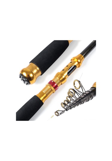 Yuntech01 2.1 Metre Minik Altın Kısa Kollu Olta Kamışı - Metal Ve Karbon Malzeme, Taşıma Çantası Dahil