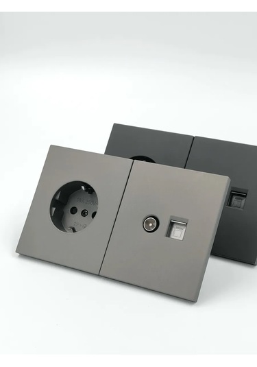 Tocterra Tv Ve İnternet İçin Çift Rj45 Kategori 6 Gri Priz 452804668 Wesa