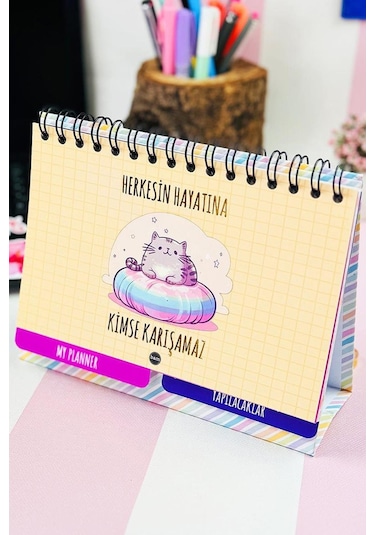 Herkesin Hayatına Kimse Karışamaz Tasarımlı Yeni Nesil Masa Üstü Planner 2 Sayfa Sticker