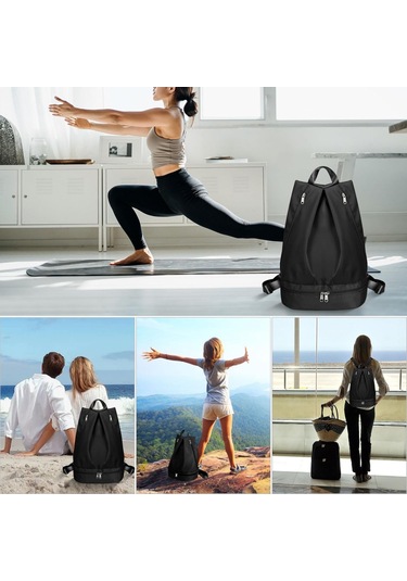 Siyah Ayakkabı Bölmeli Ve Islak Cepli Su Geçirmez Yüzme Sırt Çantası, Spor Ve Seyahat Sırt Çantası Küçük Spor Çantası Diğer