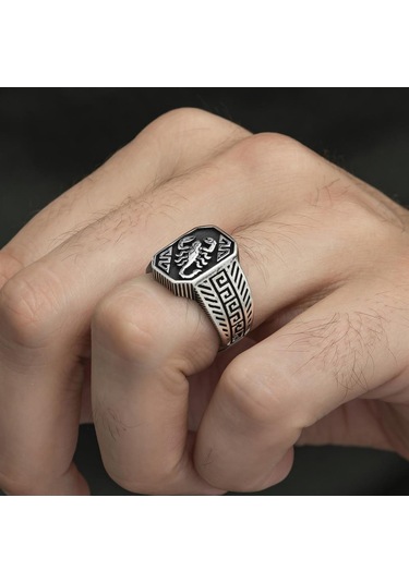 Akrep Desenli Taşsız 925 Gümüş Erkek Yüzük