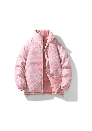 Sımıcg Çift Taraflı Stand Yaka Sıcak Ceket-pembe Pembe