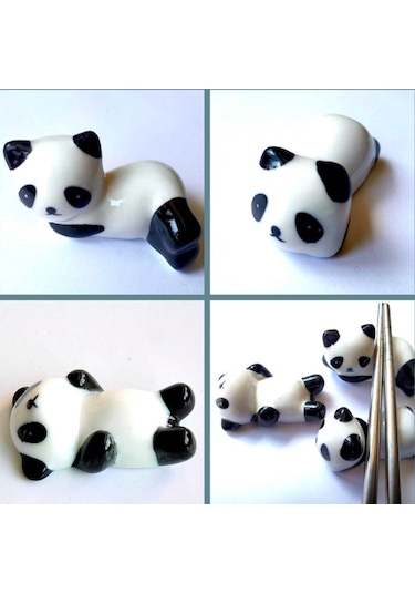 Omeniv 3 Adet Chopstick Standı Sushi Panda Japon Porselen