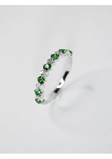 Lapshov 925 Ayar Gümüş Zümrütlü Ring Yol Yüzü 11221095 Yeşil