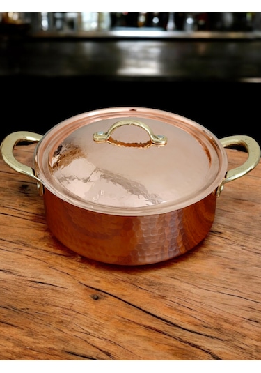 Pilav Tenceresi Bakır 20 Cm 2200 Ml