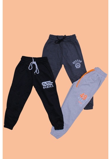 3'lü Babies-boston-superior Baskılı Erkek Çocuk Siyah-gri-füme Eşofman Altı Çok Renkli