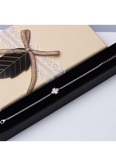 Yonca Model 925 Ayar Gümüş İnce Suyolu Kadın Bileklik Gümüş