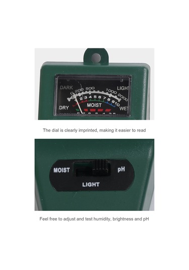 Kosona Kuru Yeşil Toprak Test Cihazı - Nem, Işık Ve Ph Seviyelerini Tespit Eden Üçlü Fonksiyonlu Pil Gereksiz