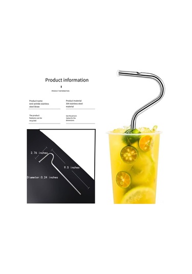 Xindoker 4 Adet Gümüş Renkçelik Paslanmaz Çelik Pipet + 2 Temizleme Fırçası, Yeniden Kullanılabilir, Kuru Çizik Önleyici, Uzun Flüt Desenli, Çevre Dost