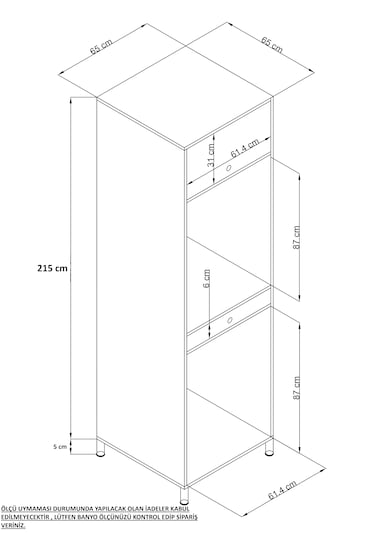 Çamaşır&kurutma Makinesi Dolabı Mdf Beyaz Beyaz