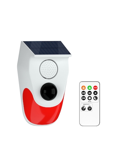 Aubyhe Güneş Enerjili Kuru Sesli Alarm - 110 Kapsama 120db Ses - İp65 Su Geçirmez - Usb Ve Güneş Şarjlı - Uzaktan Kumanda İle Kontrol