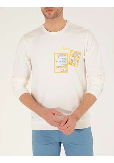 Pierre Cardin Erkek Ekru Sweatshirt 50264212-vr019 Ekru