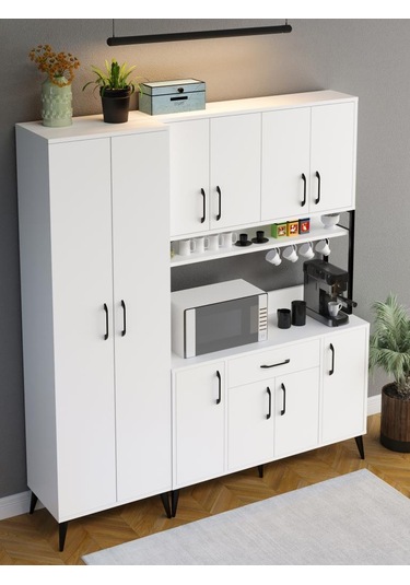 Kuzeylife Spezia Kahve Köşesi Çok Amaçlı Erzak Kiler Dolabı Beyaz