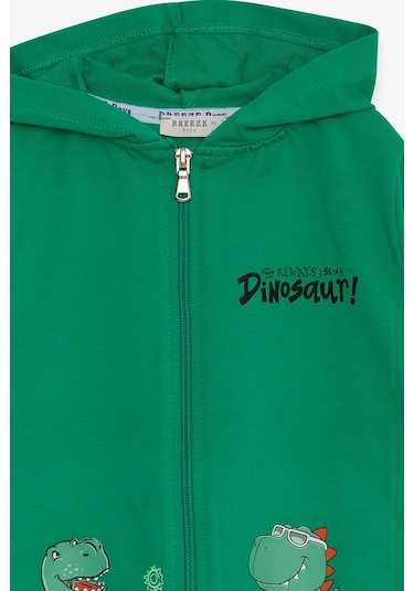Breeze Erkek Çocuk Hırka Kaykaylı Dinozor Baskılı 1-4 Yaş, Yeşil