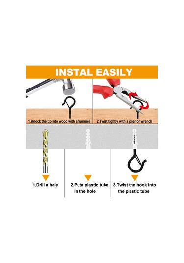 Qingmipy Dış Aydınlatma İçin Güvenli Kancalı 20/25 Adet Siyah Işık Askısı Diğer