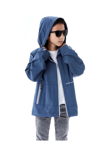 Benitto Kids Erkek Çocuk Kapüşonlu Mevsimlik Yağmurluk 51366 Mavi