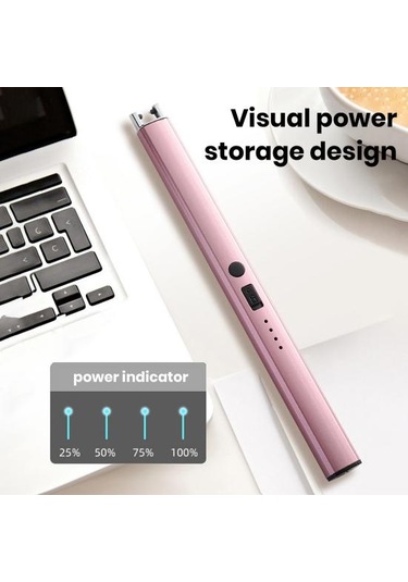 Gül Altın Elektrikli Şarj Edilebilir Ateşleyici Rüzgar Geçirmez Kompakt Boyut Taşınabilir Barbekü Soba Ateşleyici Kamp Aksesuarları Altın - Pembe