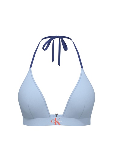 Calvin Klein Kadın Mavi Logo Detaylı Üçgen Bikini Üstü-13551 Mavi
