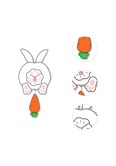 Homyl Tavşan Sarkaçlı Duvar Saati Sessiz Saat Akrilik Askılı Stil C