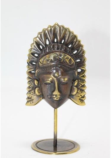 Masaüstü Pirinç Buddha Mask Figür