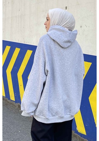 Kapüşonlu Salaş Sweatshirt Gri