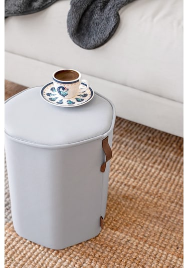 Dekoratif Köşegen Puf/tabure Meek Gri