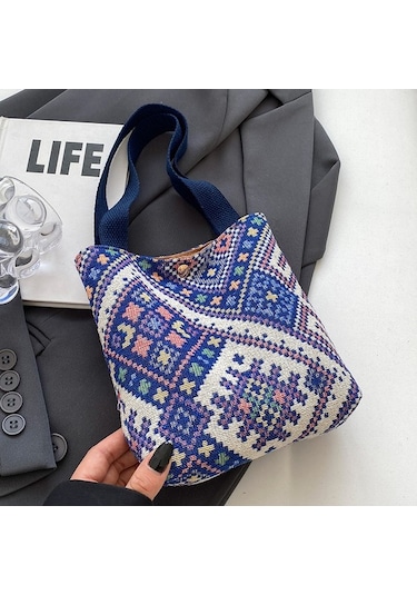 Agoodshop Kadınlar İçin 2024 Moda Etnik Tarzı Kanvas Çanta - Retro El Taşıma Kovası - Günlük Kullanım İçin Multifonksiyonel A.Haki