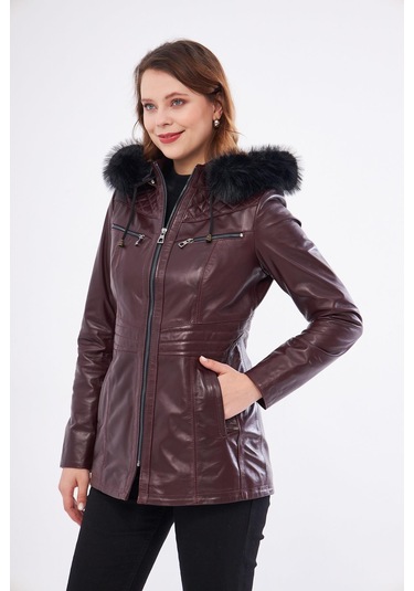 Derinss Dka2332 Hakiki Deri Kadın Bordo Mont 001