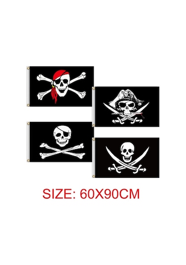 60x90cm Korsan İskelet Bayrağı For Hat Knife And Fork
