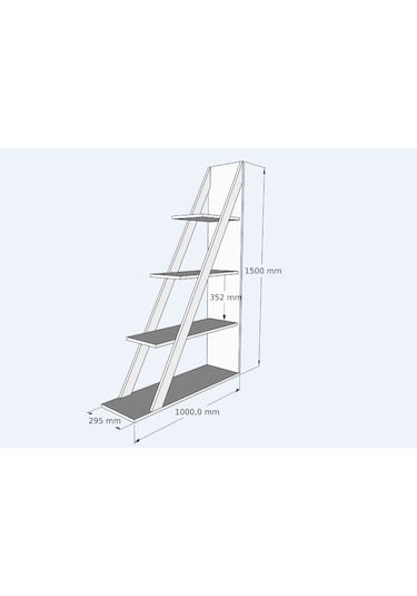 Arnetti Arven 4 Raflı Modern Kitaplık, Antrasit - Arven
