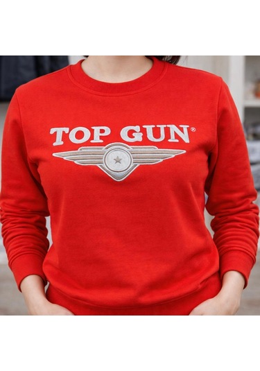 Top Gun Nakıslı Sweat Kırmızı Kırmızı