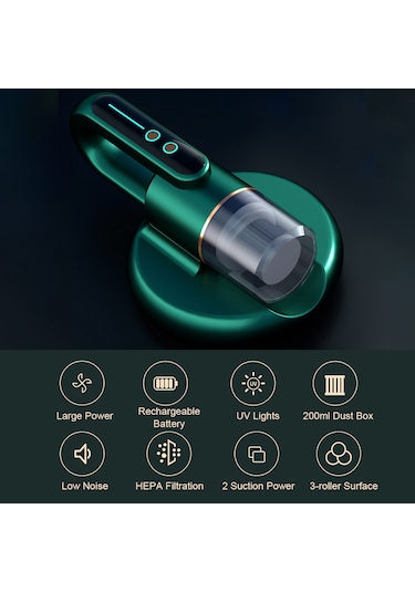 Reedark Toz Akarı Temizleyici 5000pa Emiş Gücü Hepa Filtreli Kablosuz Yatak Şiltesi Vakum Makinesi