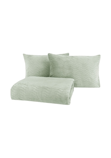 Yataş Dazel Çift Kişilik Battaniye Yatak Örtüsü Seti 240x225 CM - Adaçayı Yeşil