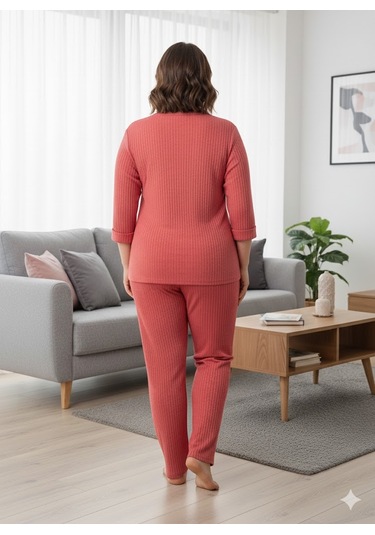 Kadın Büyük Beden Pijama Takımı Pembe