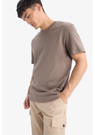 Defacto Regular Fit Bisiklet Yaka Kısa Kollu Tişört E7961ax25aubn571 Kahve