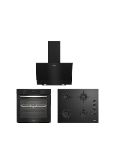 Altus ALA 322 B - 159 DB - 510 B Turbo Siyah Cam Ankastre Set