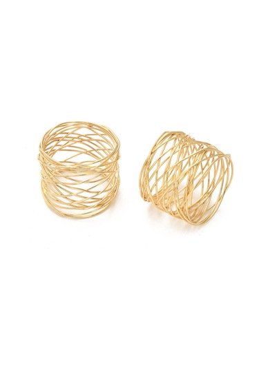 Pieces Noel Peçete Halkaları - Altın Kaplamalı İpek, Benzersiz Peçeteler