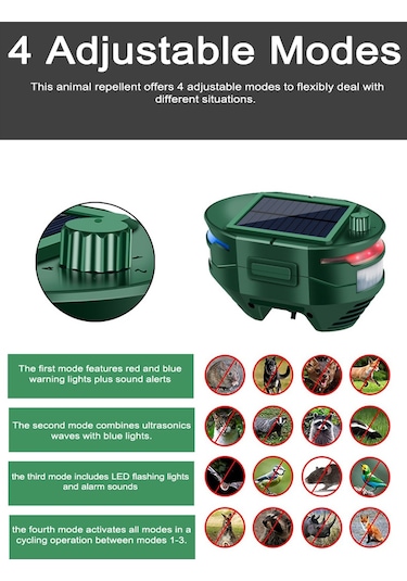 Y29857 Ultrasonik Güneş Hayvanı Kovucu Dış Mekan Köpek Kedi Koyu Yeşil